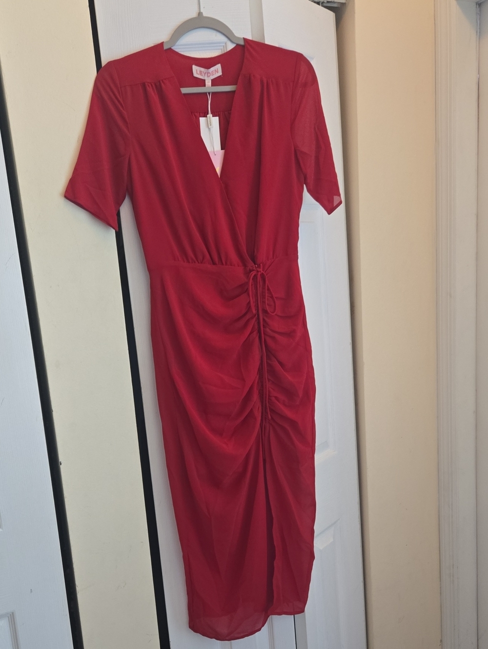 Leyden Scarlet Ruched Wrap Maxi Dress